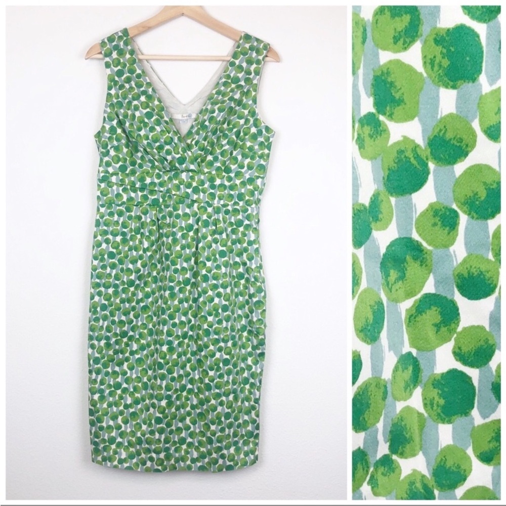 Boden green Paint Spot print sleeveless dress Size 8L / 8 Long